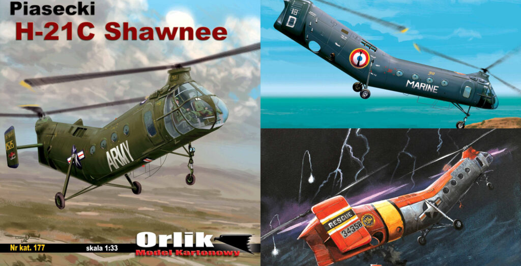 3 x Piasecki H-21C Shawnee z wydawnictwa ORLIK