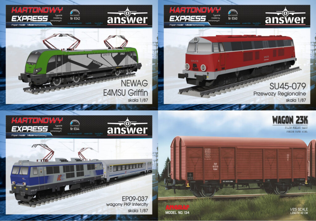 Cztery modele kolejowe z wydawnictwa Answer